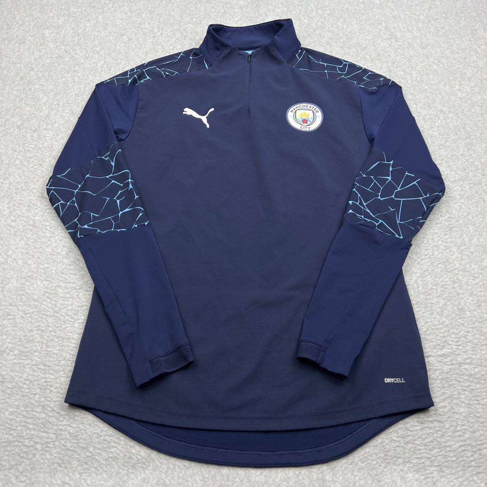 Puma Jacket Men's Medium Navy Manchester City 1/4 Zip Drycell Pullover 758038